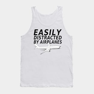 Easily Distracted By Airplanes Retro Airplane Funny Pilot Tank Top